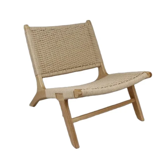 Solid ash wood pierre jeaneret rattan relaxing chair/ leisure chair