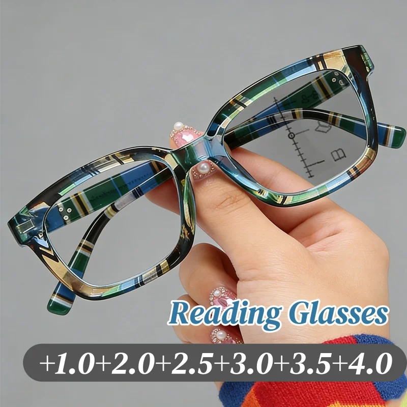 

Новые модные мужские прогрессивные очки для чтения, фотохромные мультифокальные очки, женские очки для дальнего зрения с полосатым принтом