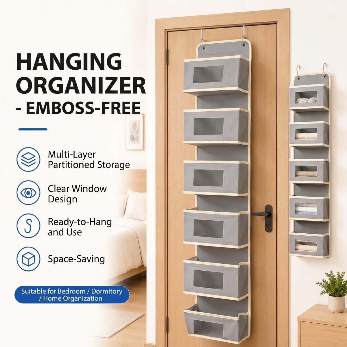 5/6-Tier Hanging Door Storage Bags, Foldable Door Organizer with Pockets, Baby Toy, Diaper and Sundries Storage Bag for Home