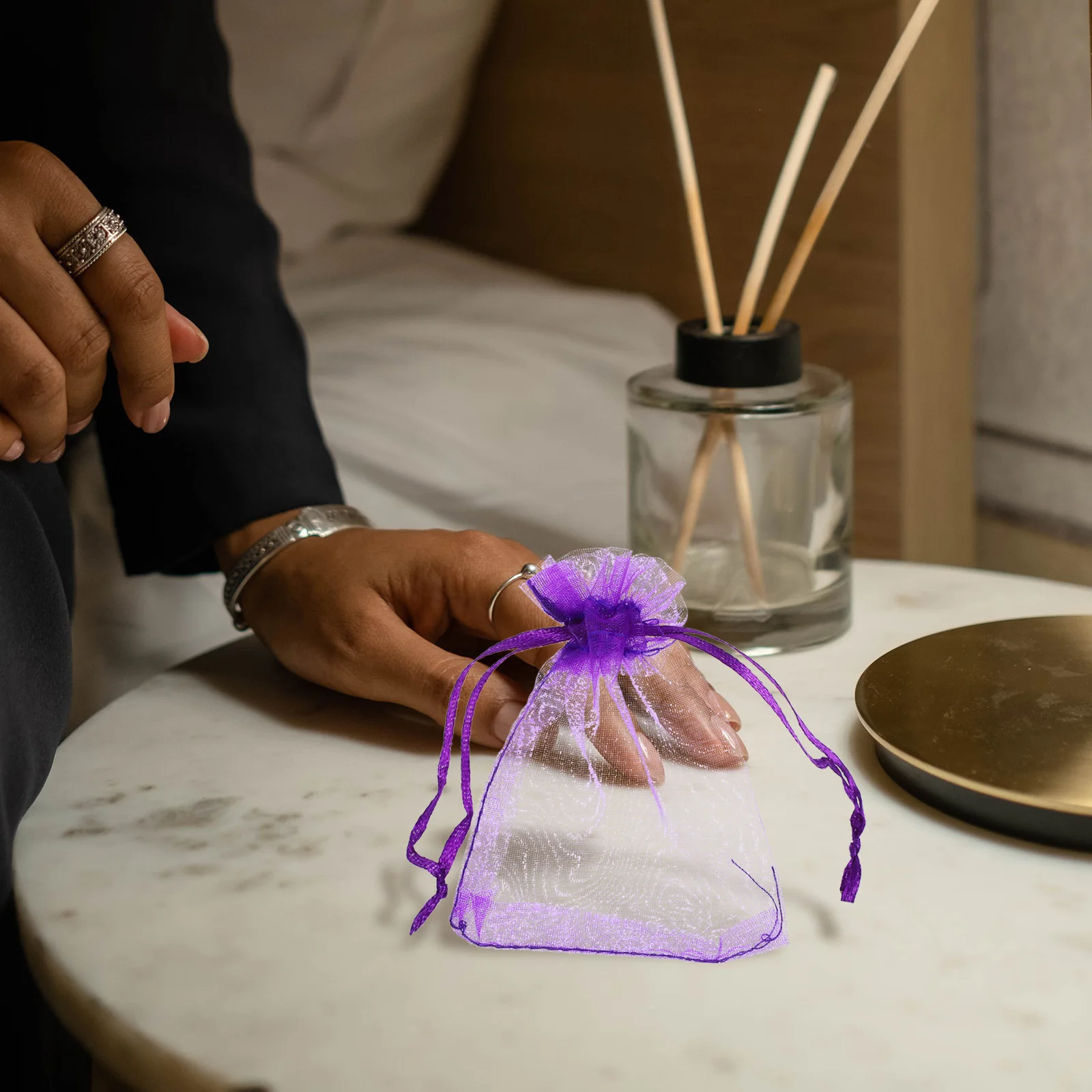 

100pcs Lavender Bags Empty Drawstring Sachets Cotton Mesh Storage Pouches Gift Packaging for Beads Bracelets Necklaces