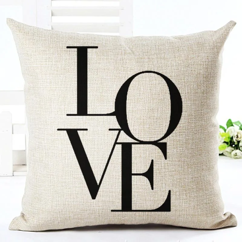 Cozy couch cushion cover Home Decorative pillows Simple Word LOVE Style Printed seat back cushions square 45x45cm pillowcases