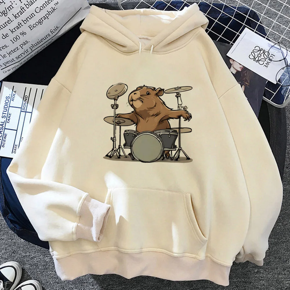 Capibara bluza z kapturem harajuku wzorzyste kawaii odzież na co dzień japońskie ubrania dla nastolatków damskie dresy anime manga wzorzyste śmieszne