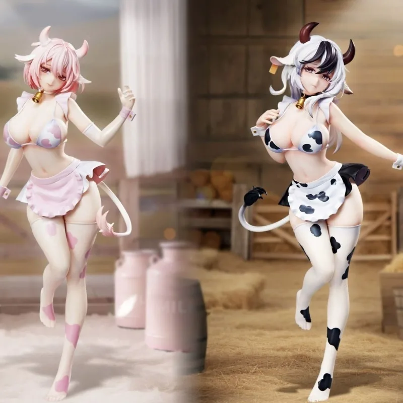 

Hot Selling New Black White Cow Girl Anime Figure Car Dashboard Desktop PC Chassis Desk Setup Decor Trendy Toy Gift for Fans