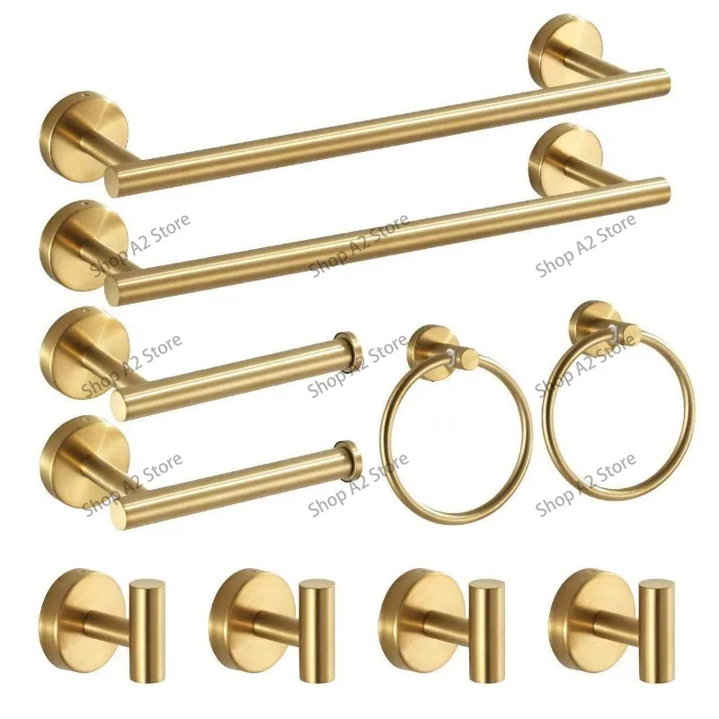 14-Piece bathroom hardware set Matte black stainless steel bathroom accessories Towel rack set Round wall hanging
