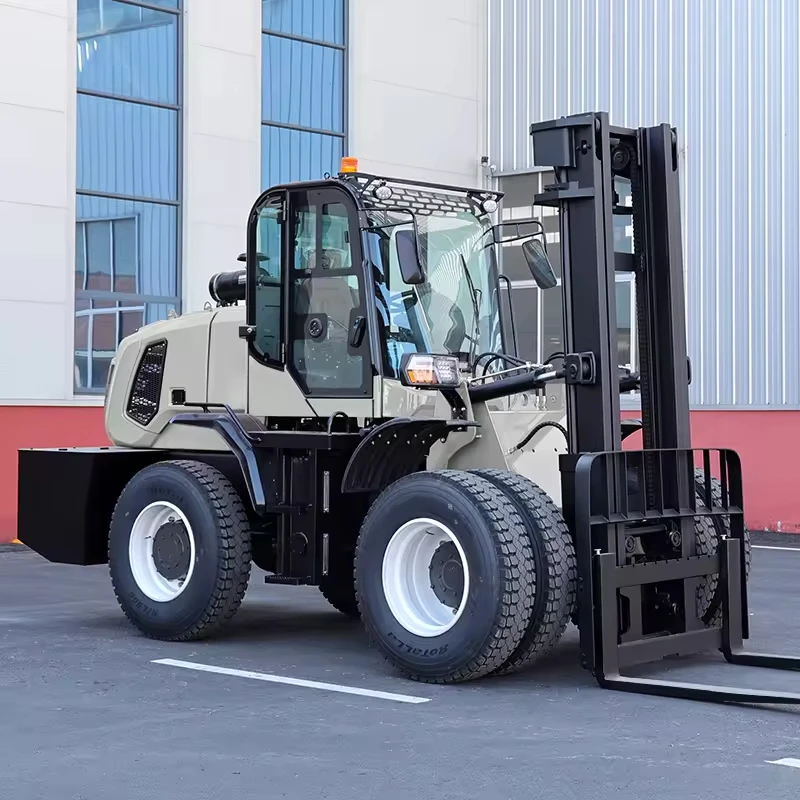 High Power 3 Ton All Terrain  Forklift 4WD Hydraulic National IV Emission 4M Lifting Height Farm Forklift Truck CE