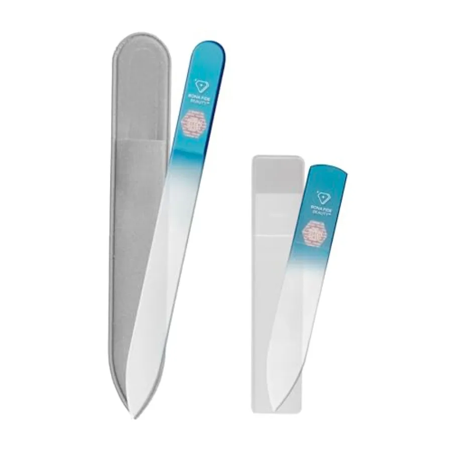 

Bona Fide Beauty Czech Glass File and Nano Buffer Shine Set, 2 Pcs Genuine Bohemian Glass Nail Set in