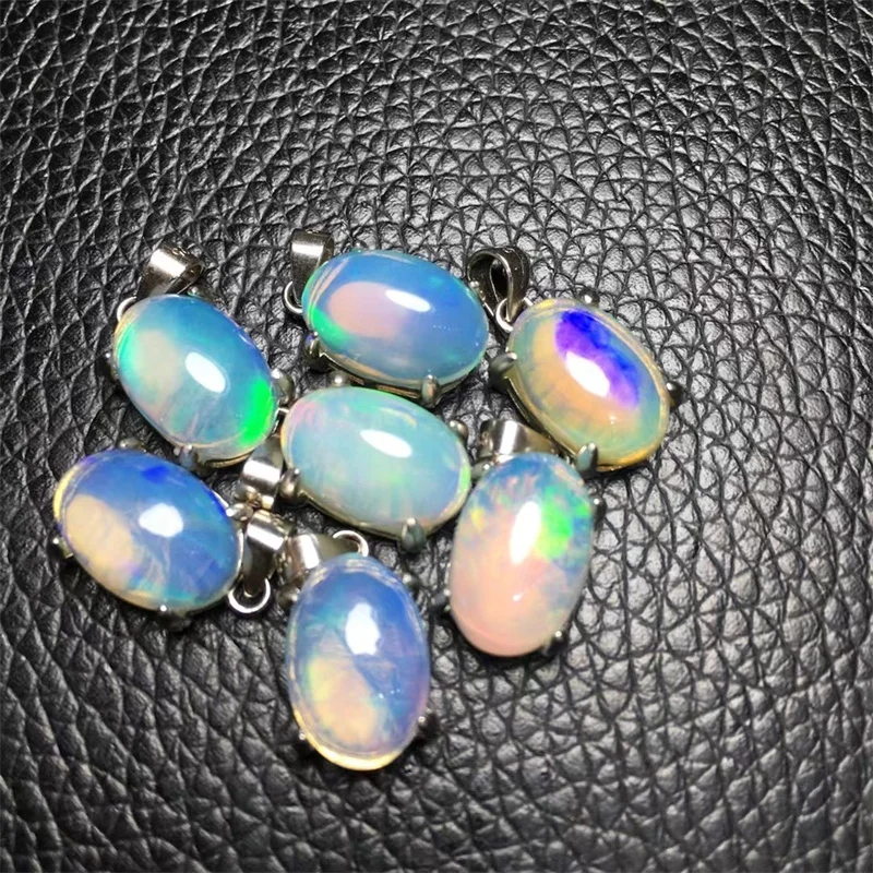 S925 Natural Color Opal Pendant Necklaces Men Women Energy Quartz Necklaces Gemstone Ornament Moonstone Gift 1PCS 10x12mm