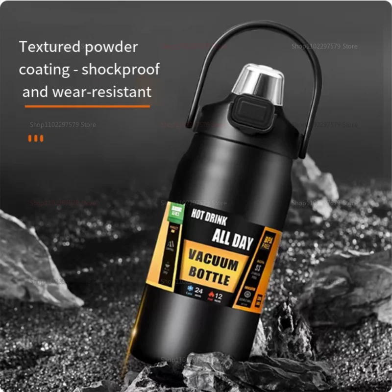 كوب سفر معزول من الفولاذ المقاوم للصدأ 1000 مللي 1500 مللي سعة كبيرة كوب سيارة للتخييم عازل للمشروبات الباردة الساخنة سيارة خارجية متينة