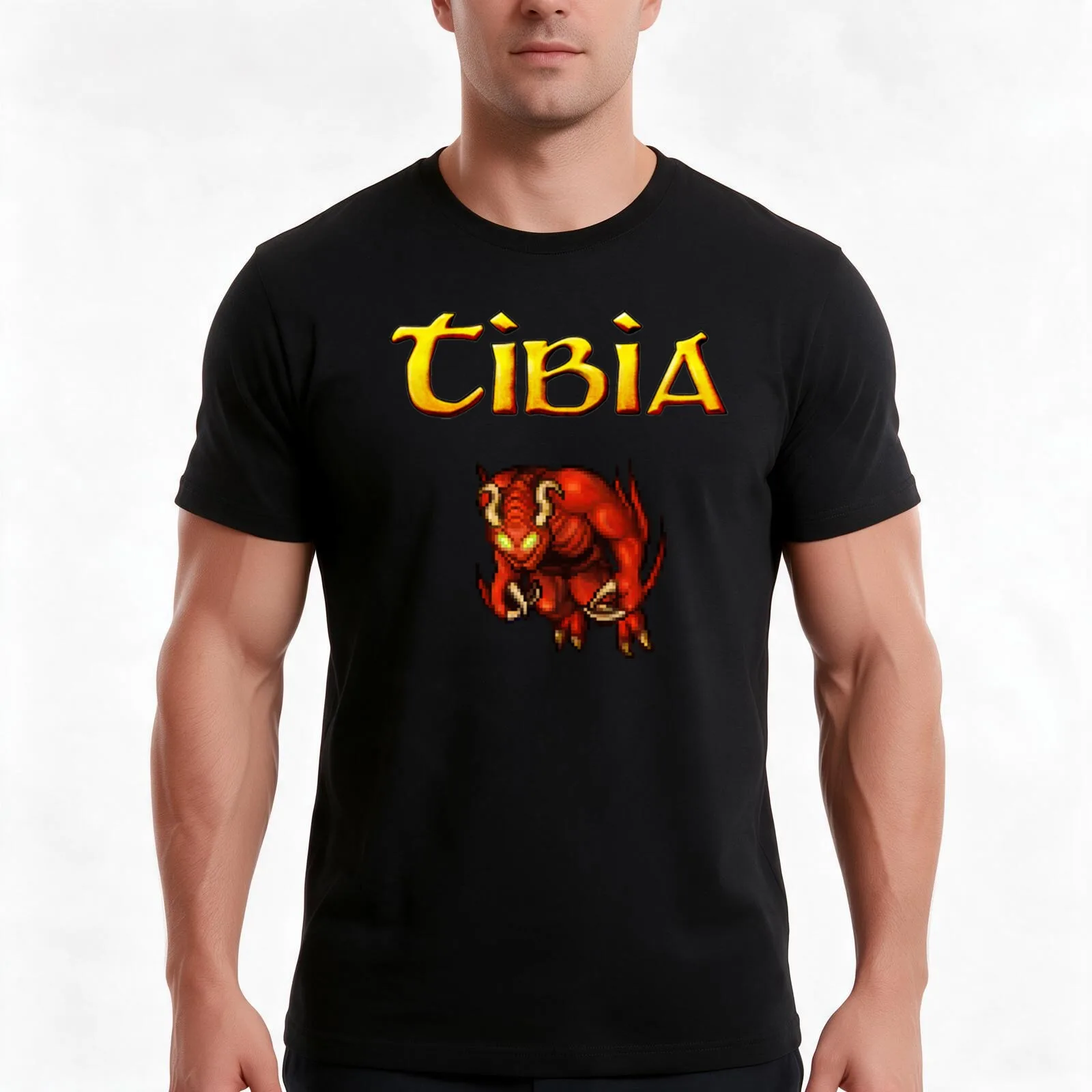 Tibia MMORPG Demon T-Shirt Summer Casual Cotton Tee Oversized Streetwear Tops Vintage Graphic Print Loose Fit Short Sleeve