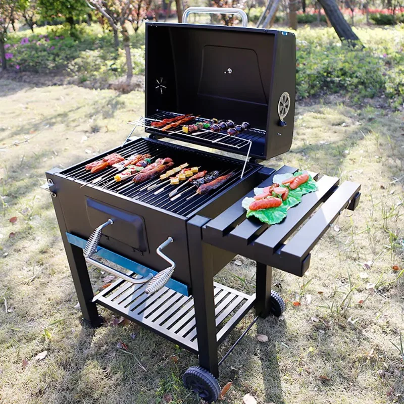 Commercial Black Charcoal Barbecue BBQ Grills for Outdoor Camping Backyard Cooking