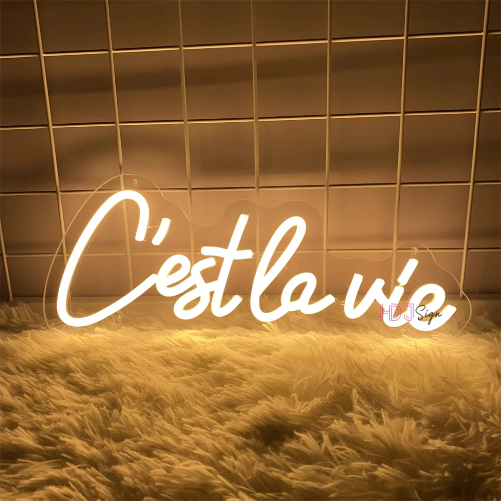 c’est la vie Neon Sign Room Wall Decor French Language Neon Lights Led Lamps Sign Wedding Party Restaurant Decoration