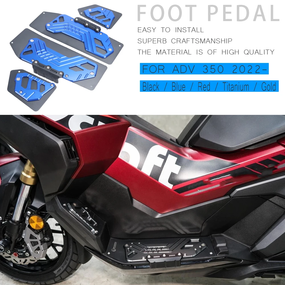 Motorcycle Accessories CNC Aluminum Foot Mats Footrest Footpads Pedal Plate For Honda ADV350 ADV 350 ADV-350 adv350 2022 2023