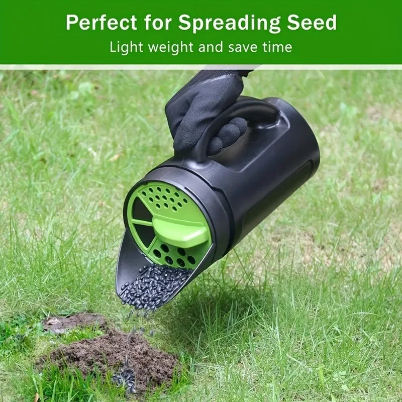 Handheld Seed Spreader, Handheld Spreader for Grass Seed, Snow Salt, Ice and Snow Melt - Multiple Adjustable Opening Sizes for All Purpose