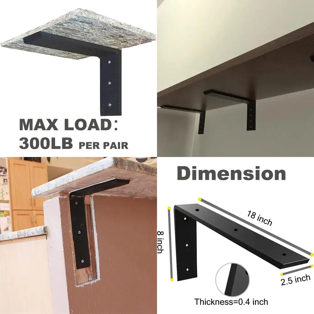 

3-Pack Heavy Duty 3/8 Thick Hidden L-Brackets for 18 x 8 x 2.5 Countertops, Suitable for Quartz, Granite, Wood, Concrete, and La