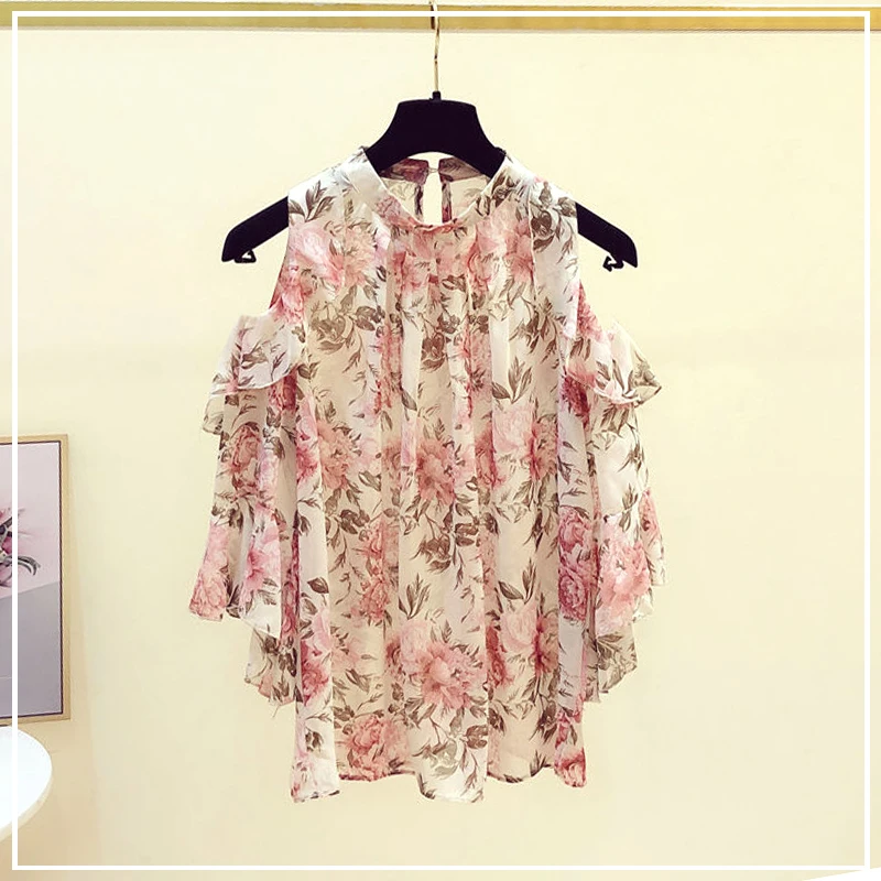 Unique Design Sense Fragmented Flowers Strapless Ruffled Edge Sleeveless Senior Hollowing Out Women's Chiffon Shirt 2024 Summer