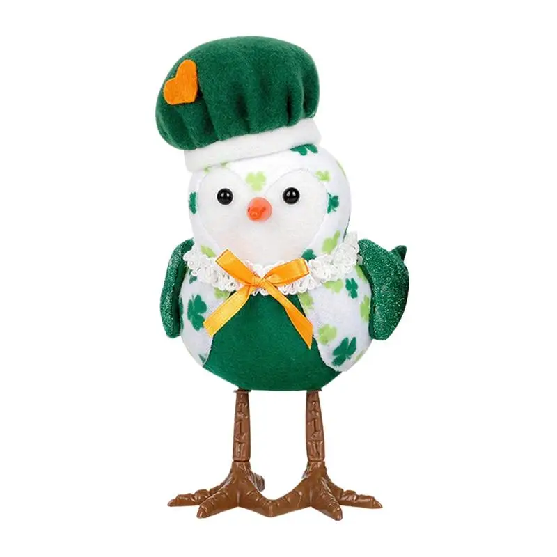 St Patricks Day Bird Decorations LED Irish Glowing Birds Funny Plush Green Irish Birds Table Decoration For Home Studio