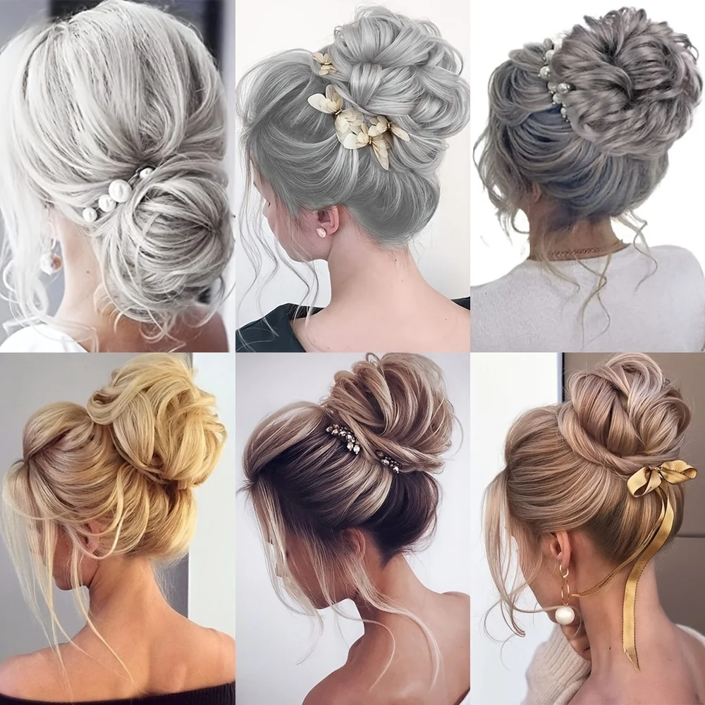 Roztrzepany kok treska kok Scrunchie syntetyczne wino czerwone faliste kręcone Chignon włosy w koński ogon doczepiane grube wiązane treski dla