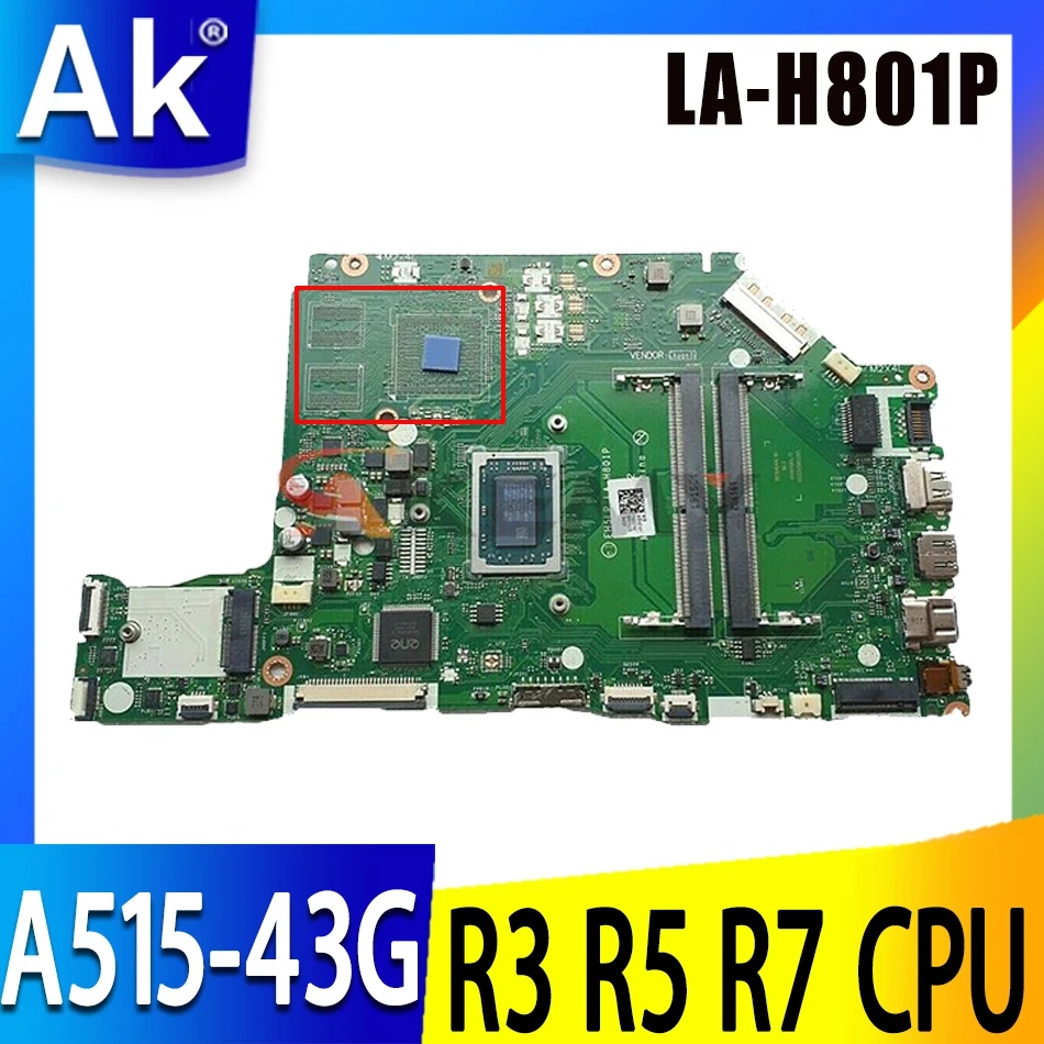 

Материнская плата для Acer Aspire A315-42 A515-43 A315-42G A515-43G LA-H801P с процессором YM3000 R3 R5 R7, материнская плата UMA или V2G GPU
