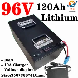 Batterie powerful 96V 120Ah Lithium ion battery pack with BMS 26S for motorcycle mortorhome golf cart tour car+10A Charger