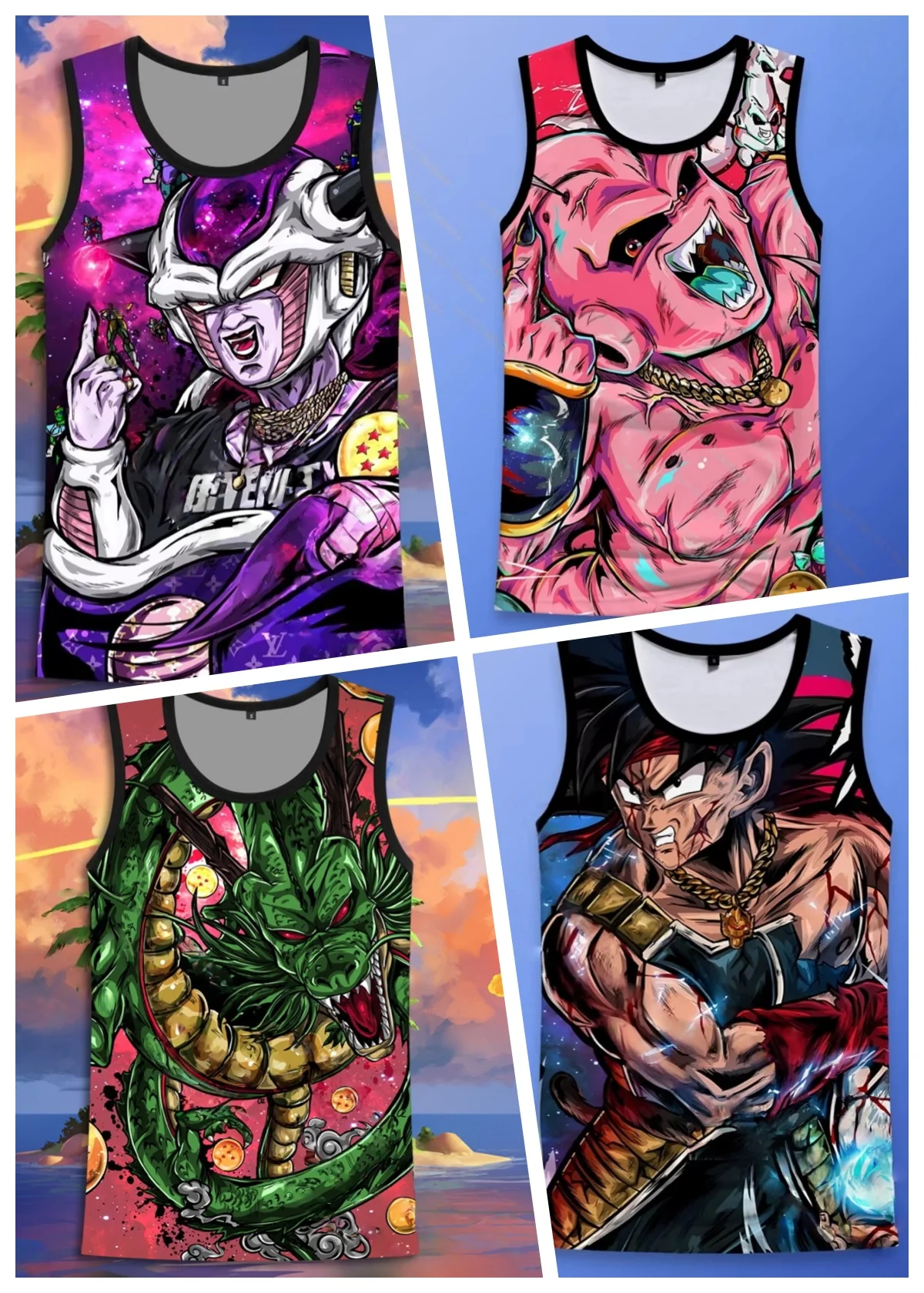 2026 Summer Dragon Ball Retro Fitness Vest Men's Oversized 3D Printed Vest Family Unisex Children's Sports Shirt