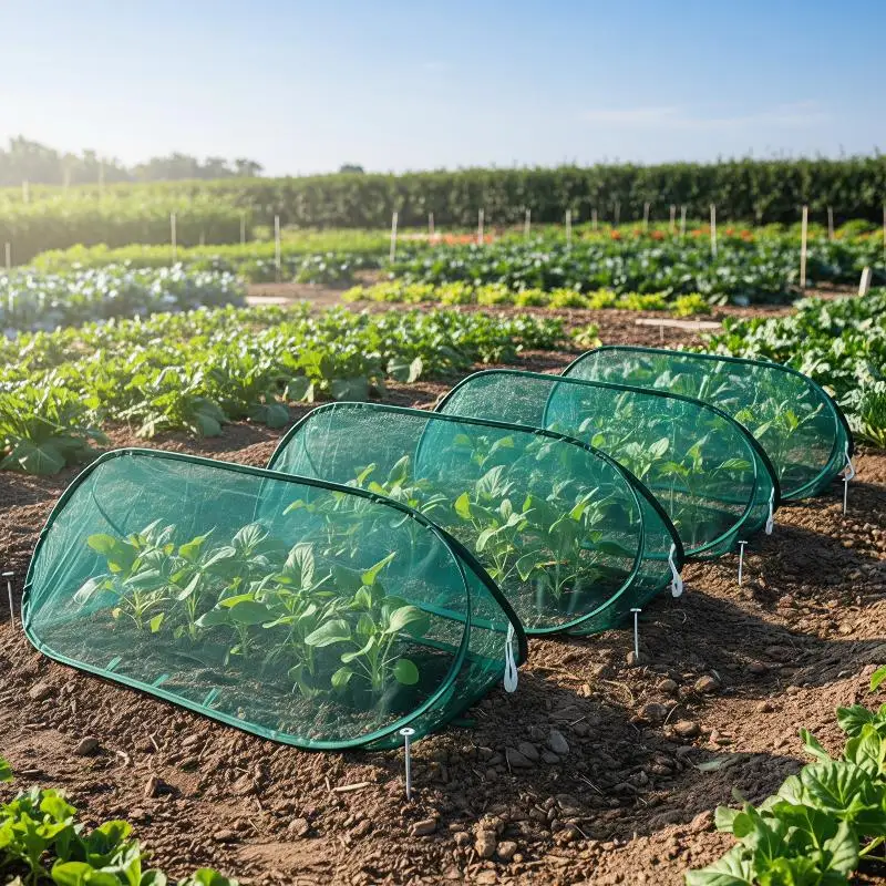 1Pc Foldable Garden Row Cover Plant Protection Netting with 8 Ground Stakes Pest Control for Balcony Raised Garden Bed Planting