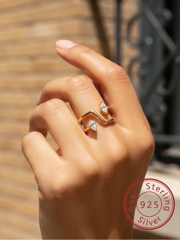 925 Sterling Silber Mode Exquisite Zirkon Doppel Marquise Ring Für Frauen, Verlobung, Hochzeit Luxus Hohe Qualität Edlen Schmuck