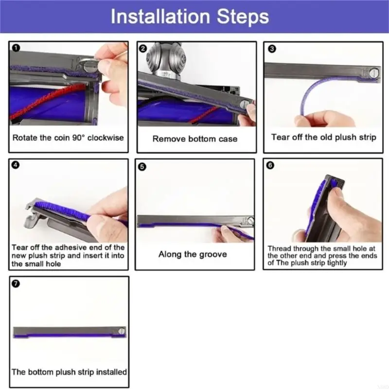 ユニバーサルホイールバキュームクリーナーブラシストリップ柔らかい毛アタッチメントフロアカーペットクリーニング用の接着エッジストリップn58d
