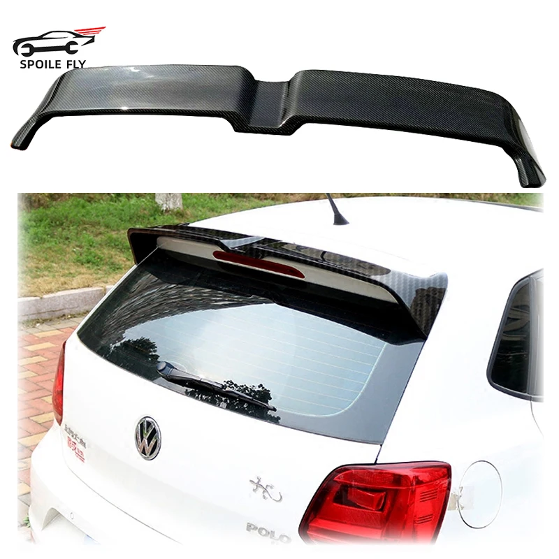 Hot Design For VW Volkswagen POLO 6R Spoiler 2011 2012 2013 2014 2015 2016 2017 2018High Quality By Carbon Fiber Glossy Black