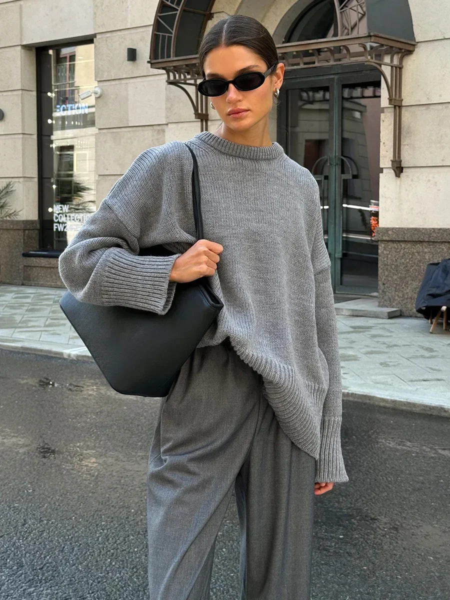 

Fashion Casual Pullover Sweate Women's Autumn Winter Thicken Oversized Warm Female Solid Color Basic Knitted Sweate
