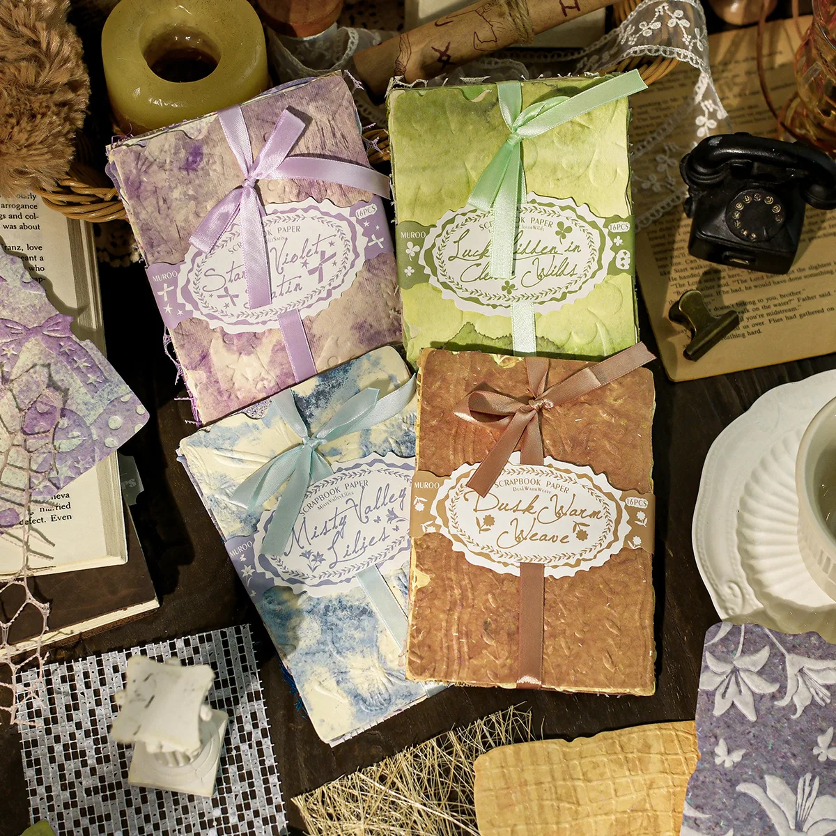 Vintage Flower Pattern Mesh Landscape Material Paper Creative DIY Junk Journal Collage Scrapbooking Stationery