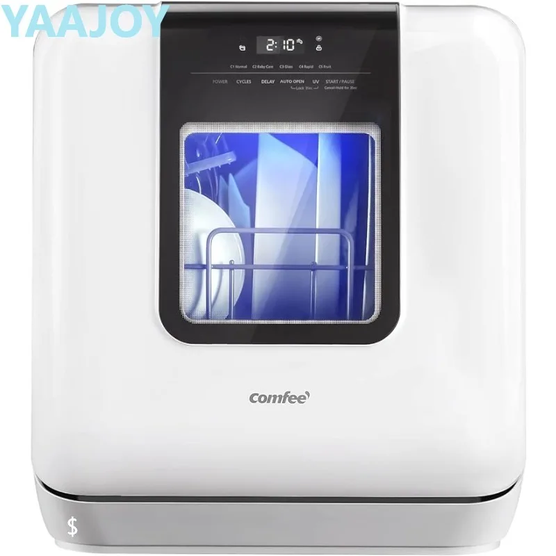 COMFEE' Countertop Dishwasher, Portable Dishwasher with 6L Built-in Water Tank, Mini Dishwasher