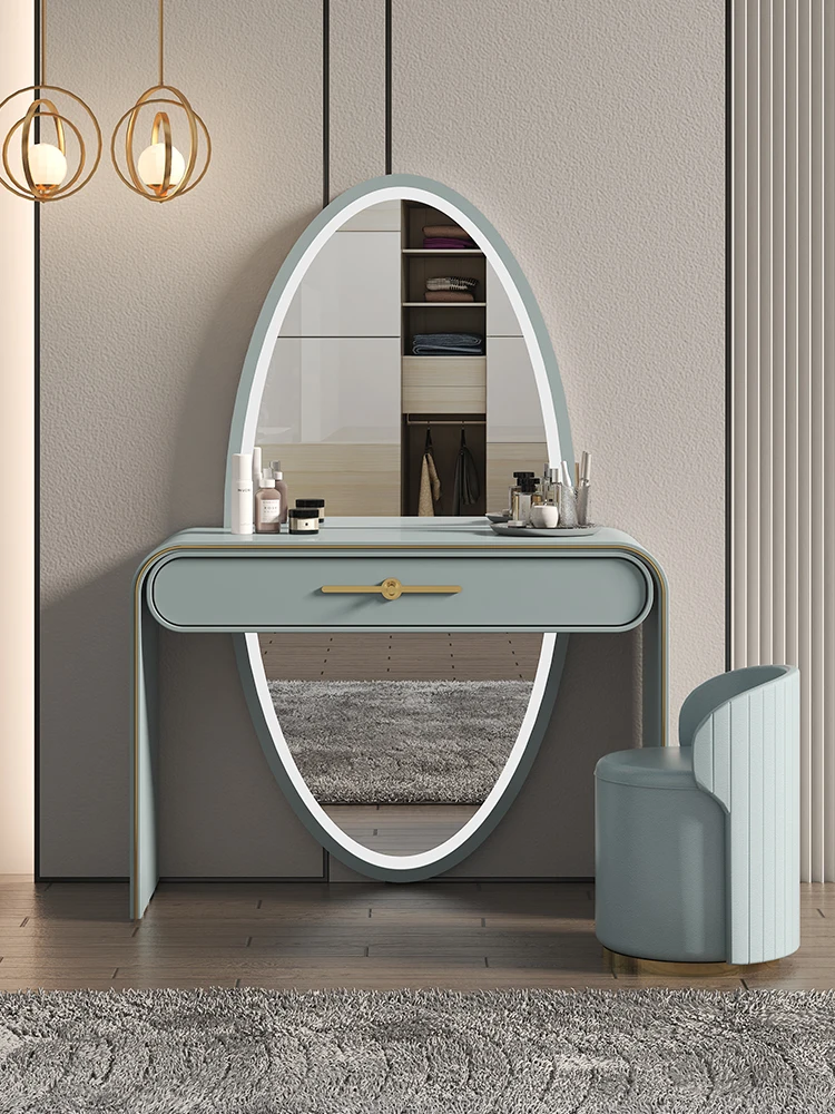 Solid wood compact bedroom full-length mirror desk dresser integrated