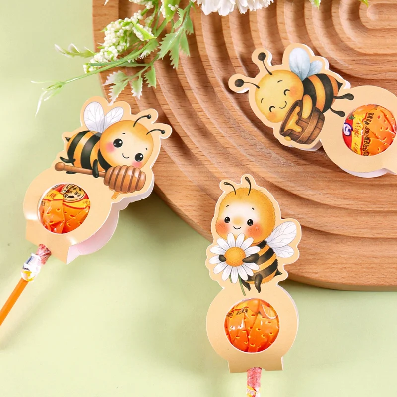 24 Stück Bienen-Lollipop-Halterkarten, 6 verschiedene Designs, Geburtstags-Lollipop-Papierkarten, Honigbienen-Süßigkeitenkarten, Deko-Geschenk-Gastgeschenke – Detail 4