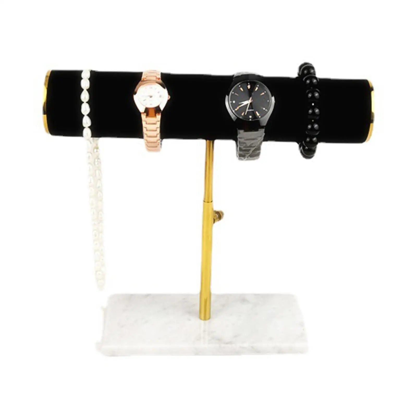 T Bar Jewelry Tower Velvet Bracelet Holder Marble Base Adjustable Display for Jewelry Storage Home Decor and Shop Showcase