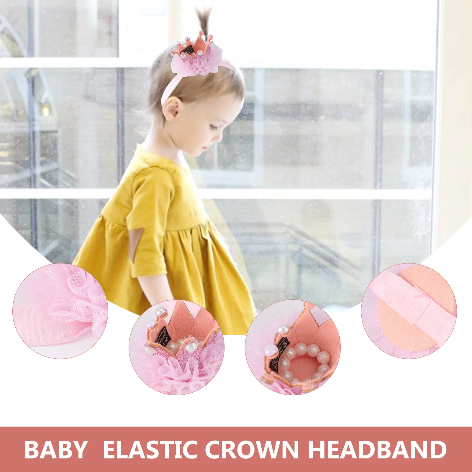

Sparkly Elastic Crown Tiara Headband Birthday Hairband for Shower Crown Hair Bands