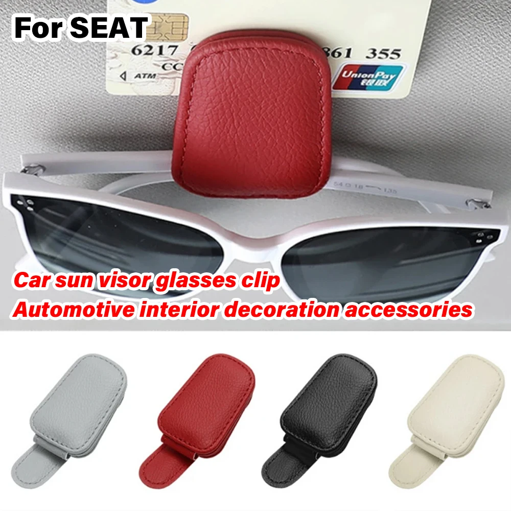 

Leather Car Sun Visor Glasses Clip Sunglasses Case Card Ticket Holder Accessories For SEAT Leon Fr Ateca Arona Cupra 6j 6l Exeo