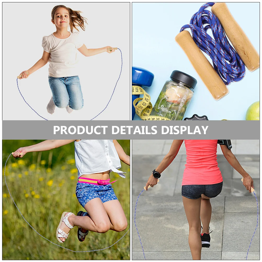 6pcs Wooden Jump Rope Adjustable Bamboo Handle Wear-Resistant For Indoor Outdoor Exercise Endurance Training Fitness Sports