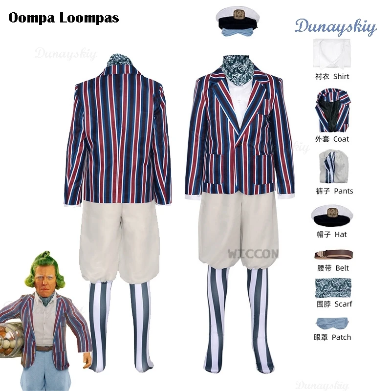 Willy Oompa Costume Loompas Adult Kids Willie Wonca Cosplay Umpa Lumpa Suit Movie Chocolate Wonk Factory Fancy Halloween Party