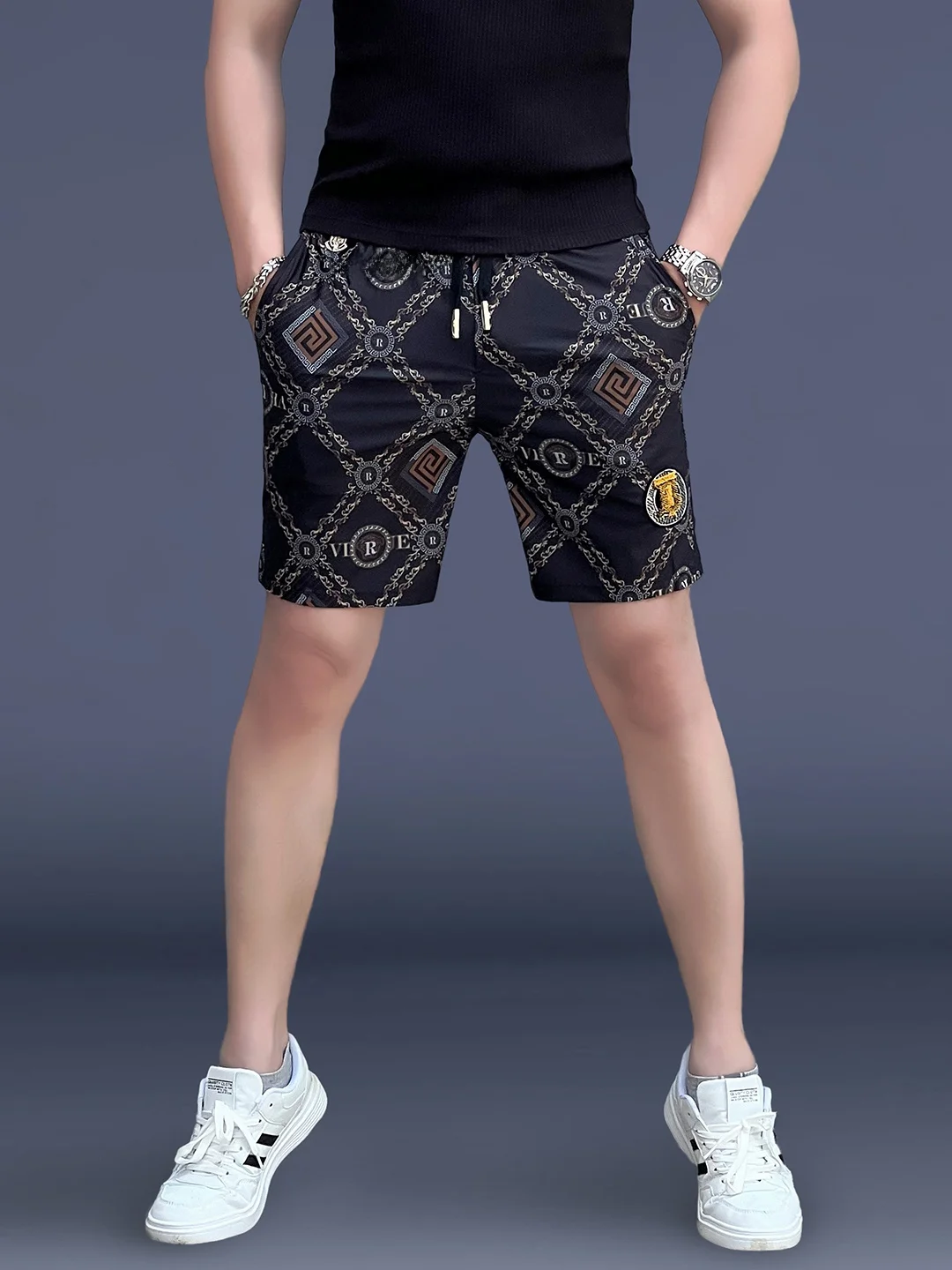 

Casual Printed Embroidered Men's Summer orts Beach Pants Straight Leg Youth Active Breathable Lightweight Faionable