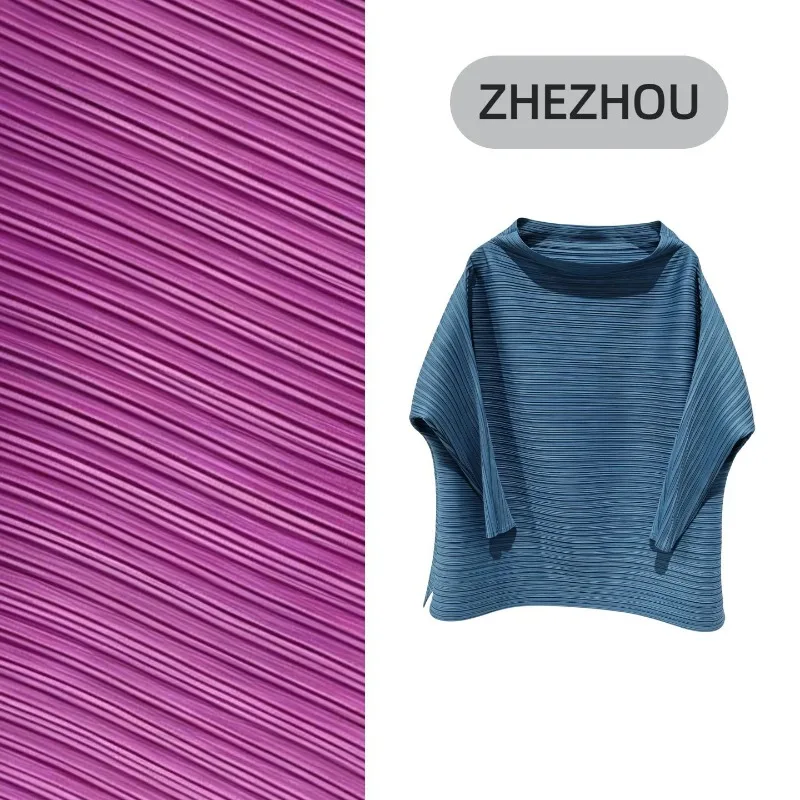 Miyake Pleated T-Shirt 2026 Summer New Texture Round Neck Design Top Women Loose Slim Sleeve Commuter Style Versatile T-Shirt
