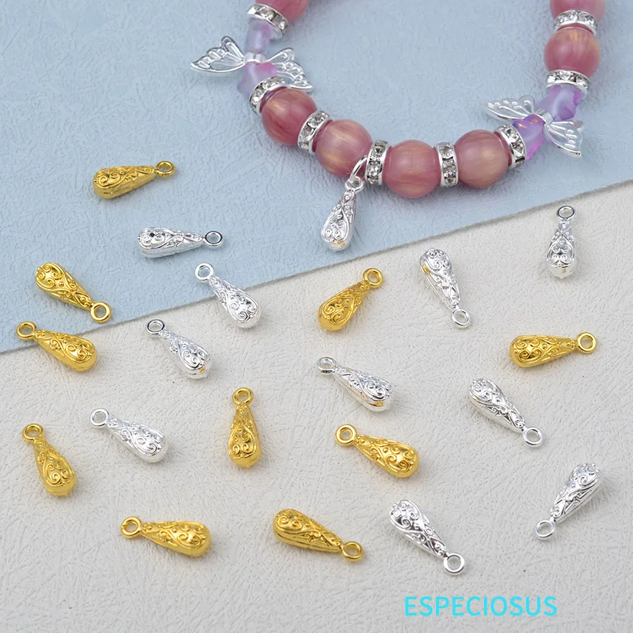 Silver And Gold Color Plated Alloy Drop Shape Charms Handmade Pendants Water Spacer For Bracelet DIY Jewelry Accessories 20pcs