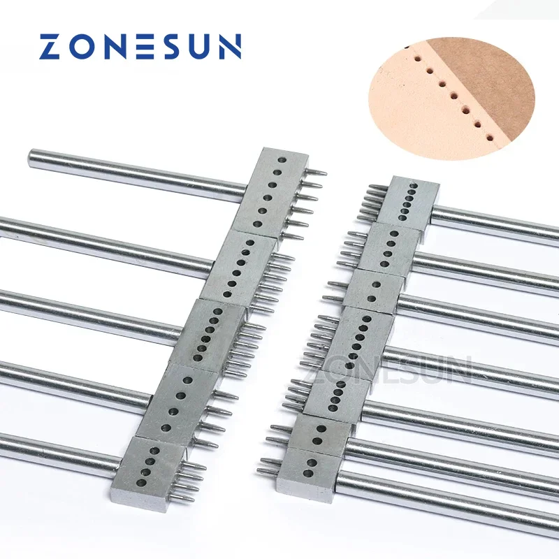 ZONESUN Handheld Leather Tool Punching 2-6 holes 1mm Hole Diameter Drilling Round Row Leather Screwing Punch Customized Tool