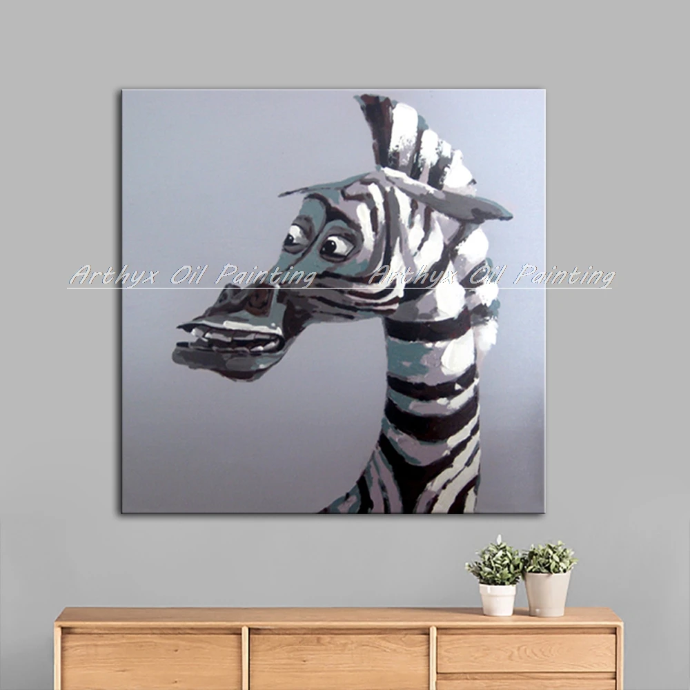 Arthyx Hand-Painted Zebra Animal Oil Paintings On Canvas,Wall Art,Modern Home Decoration For Living Bedroom,Unique Gift,Hot Sell