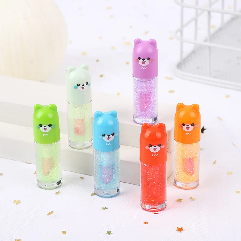 6Pcs/lot 6Colors Cute Bear Color Changing Lip Gloss Set PH Tinted Hydrating Moisturizer Magic Liquid Lipstick Lips Cosmestic