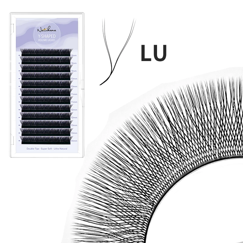 NATUHANA YY Shape Eyelash Extensions C D L LU(M) Curl Faux Mink Double Tip Eye Lashes Individual Easily Grafting Y Lash Makeup