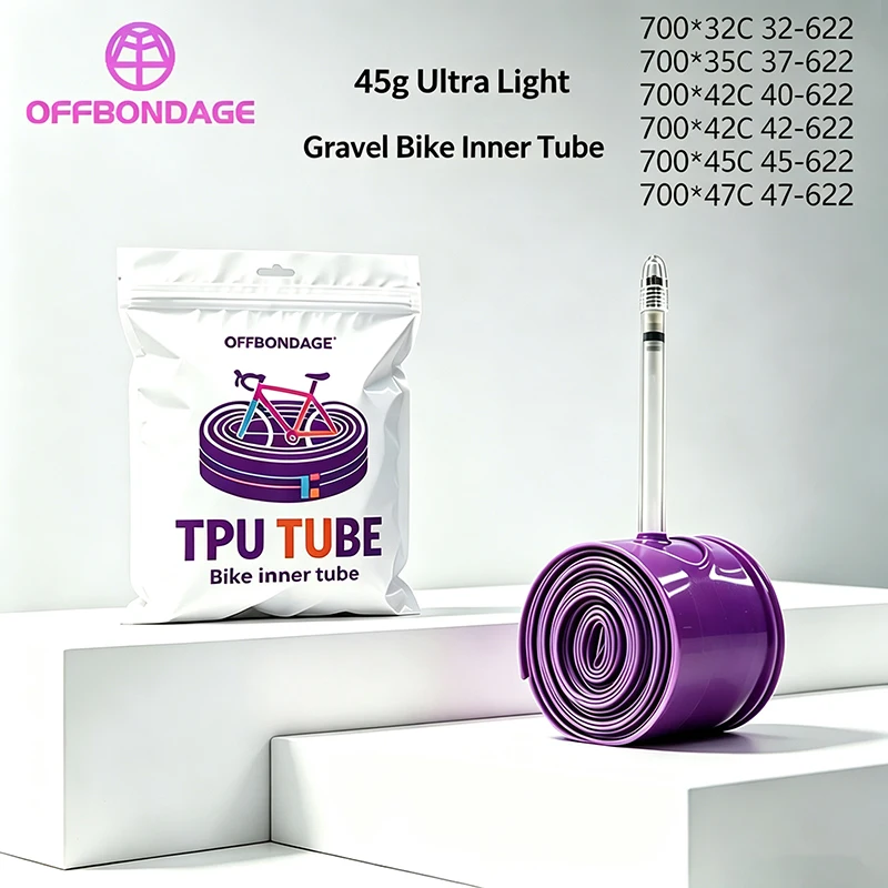 OFFBONDAGE 2pcs Gravel Bike Inner Tube Ultralight 45g 700C X 32c 35c 37c 40c 47c Bicycle TPU French Valve 45/65mm MTB29 Road view 5