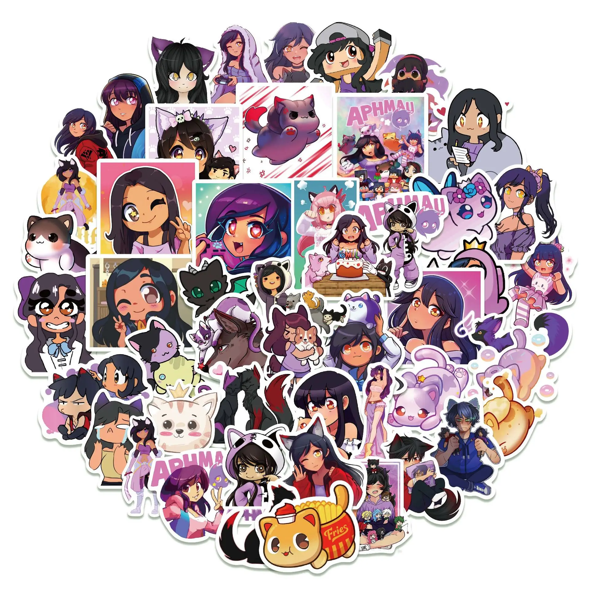 50 قطعة لعبة Aphmau الكرتون ملصقات الإبداع DIY بها بنفسك الهاتف المحمول الأمتعة سكيت الكتابة على الجدران الشارات متعة للأطفال الهدايا #2