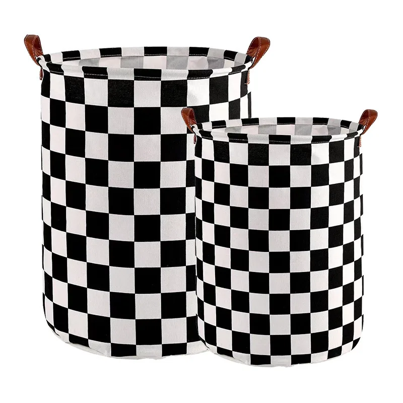 

Leather Handle Collapsible Linen Laundry Hamper Foldable Bedroom Storage Basket Space Saving Multi-Scene Organizer