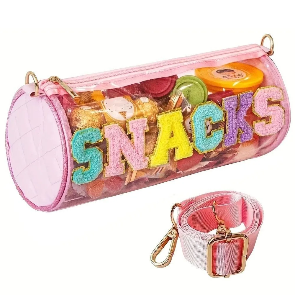 

Transparent Snack Storage Pouch New PVC Waterproof Cosmetic Bag Letter Patch Travel Shoulder Bag