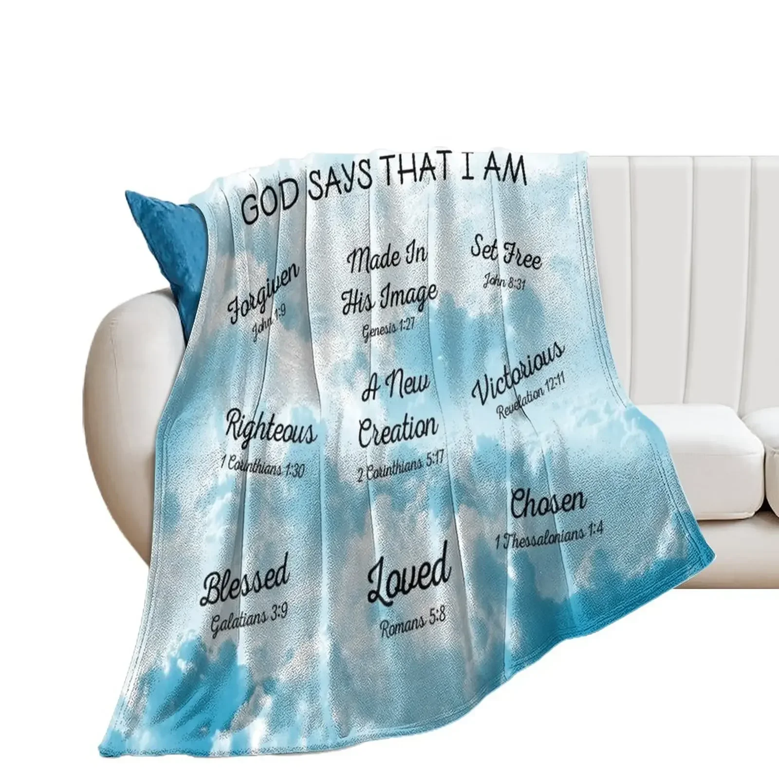 God Says That I Am | Inspirational Christian Bible Verses Throw Blanket Retros cosplay anime christmas gifts Blankets